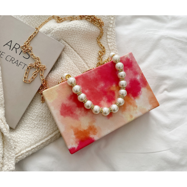 Сумка женская прямоугольной формы с цветным принтом, разные цвета, 19х12х5 см