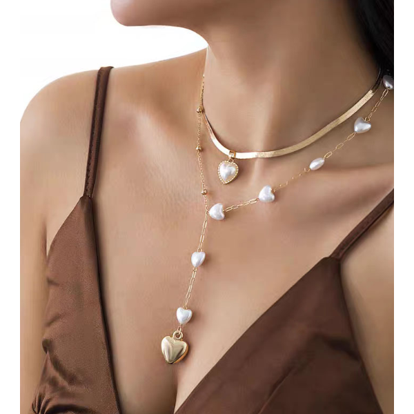 Ланцюжок подвійний з кулоном, золото, 31 см