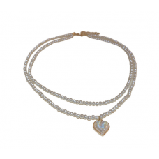 Ланцюжок подвійний з перлами "Dual Heart", з кулоном, золото