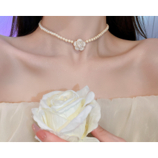 Чокер із перлами "Flower Pearl", білий, 31,7 см