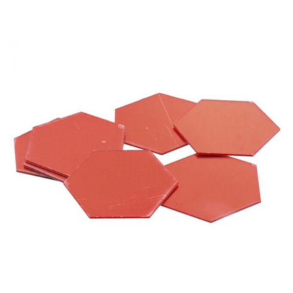 Плитка дзеркальна на стіну, самоклеюча, шестикутна, декоративна, червона, 1 уп (12 шт)