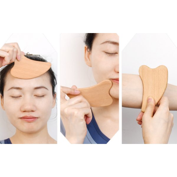 Шкребок Гуаша, дерев'яна букова пластина, масажер для Гуаша, 10х6 см