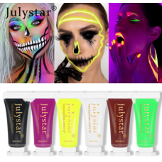 Крем - гель для обличчя та тіла флуоресцентний, Julystar Professional Make-up, водорозчинний крем для гриму, 6 кольорів, 5 мл