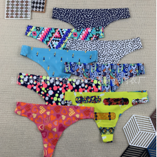 Трусики жіночі, безшовні трусики стрінги, трусики в принт, розмір S